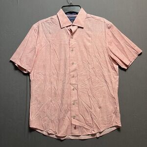 Johnnie-O Top Shelf Button Down Shirt Mens Pink Short Sleeve Medium Casual Slim